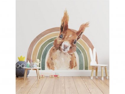 Detská nálepka na stenu Rainbow animals - veverička