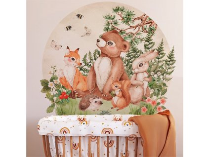 Detská nálepka na stenu Animals from the magical forest - zvieratká pri lese