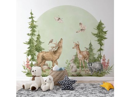 Detská nálepka na stenu Inhabitants of the forest - jeleň a srnka
