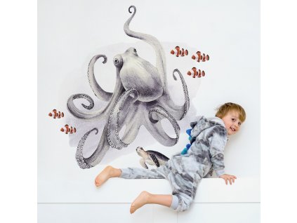 Detská nálepka na stenu Ocean - chobotnica, korytnačka a ryby