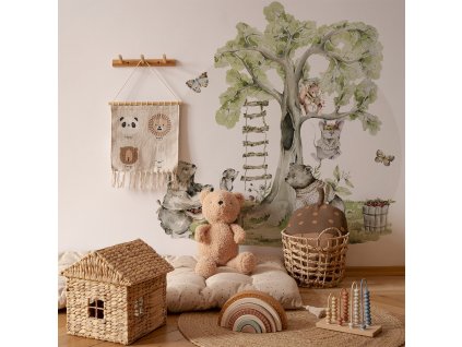 Detská nálepka na stenu Woodland walk - medvedíky, myšky a veverička