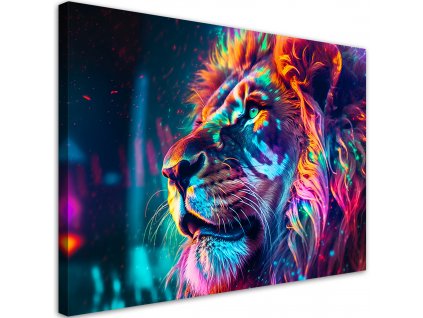 Obraz na plátne Zamyslený farebný lev