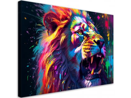 Obraz na plátne Farebný silný lev