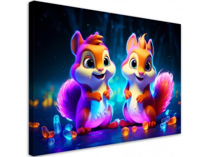 Obraz na plátne Farebné veveričky