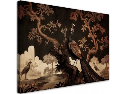 Obraz na plátne Orientálny páv na strome