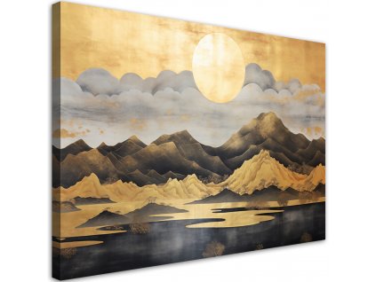 Obraz na plátne Zlatá horská japonská krajina