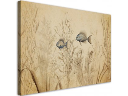 Obraz na plátne Vodné rastliny s rybami