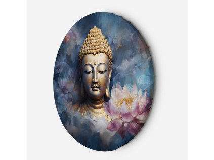 Okrúhly obraz na plátne Budha a kvety