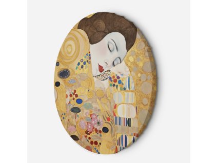 Okrúhly obraz na plátne Abstraktný portrét ženy - Gustav Klimt, reprodukcia