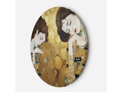 Okrúhly obraz na plátne Zlatý portrét dvoch žien - Gustav Klimt, reprodukcia