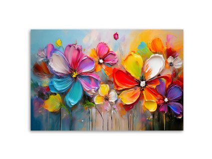 Obraz na plátne Abstraktné pastelové farebné kvety (Rozmery 120 x 80 cm)