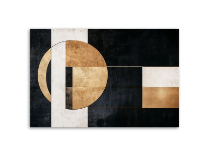 Obraz na plátne Čierna a zlatá geometrická abstrakcia (Rozmery 90 x 60 cm)