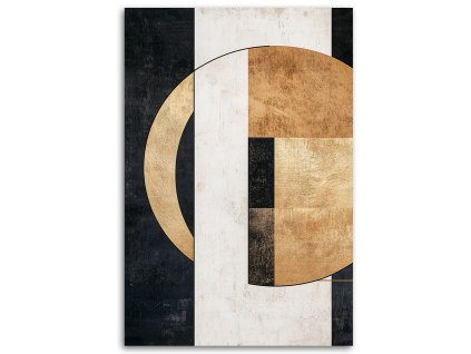 Obraz na plátne Čierna a zlatá geometrická abstrakcia (Rozmery 80 x 120 cm)