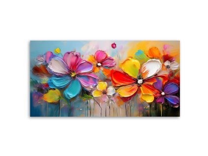 Obraz na plátne Abstraktné pastelové farebné kvety (Rozmery 120 x 60 cm)