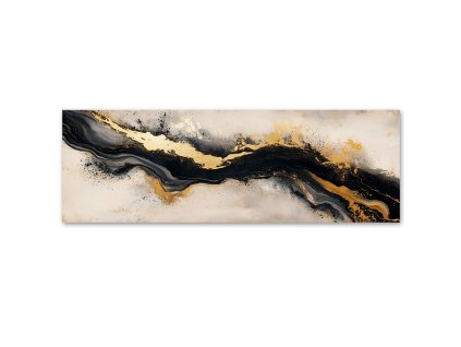 Obraz na plátne Abstraktné umenie Béžová čierna Gold Glamour (Rozmery 120 x 40 cm)