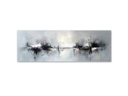 Obraz na plátne Čiernobiely abstrakt na sivom pozadí (Rozmery 120 x 40 cm)
