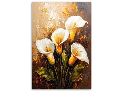 Obraz na plátne Kaly Biele kvety ako maľované (Rozmery 60 x 90 cm)