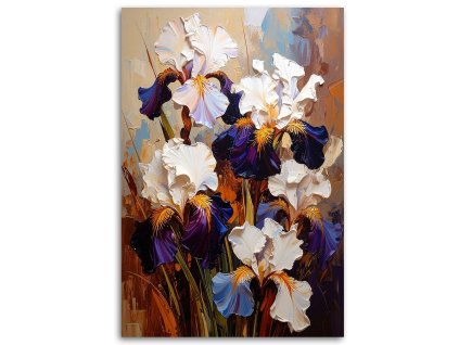 Obraz na plátne Irisy Kvety imitácia olejovej farby (Rozmery 60 x 90 cm)