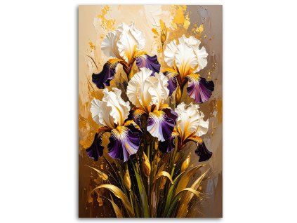 Obraz na plátne Irisy Kvety na béžovom pozadí (Rozmery 60 x 90 cm)