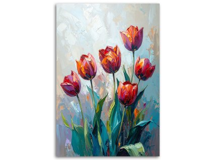 Obraz na plátne Červené tulipány Kvety ako namaľované (Rozmery 60 x 90 cm)