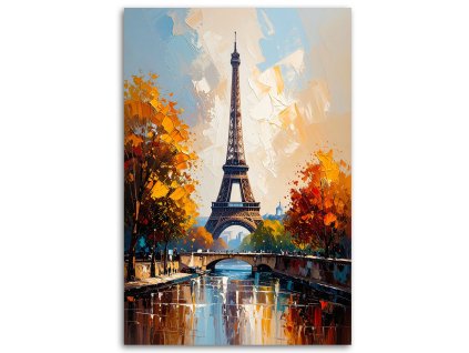 Obraz na plátne Eiffelova veža Paríž Jesenná krajina (Rozmery 60 x 90 cm)