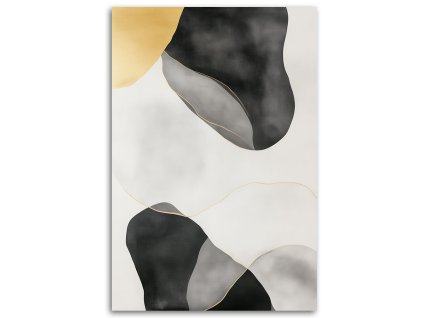 Obraz na plátne Abstrakcia v škvrnách zlatá sivá čierna (Rozmery 60 x 90 cm)