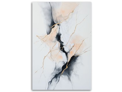 Obraz na plátne Abstrakcia zlaté línie praskliny sivá (Rozmery 60 x 90 cm)