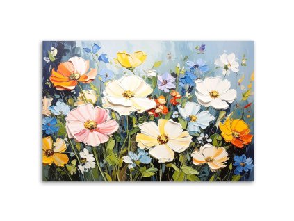 Obraz na plátne Farebné poľné kvety imitácia farby (Rozmery 90 x 60 cm)