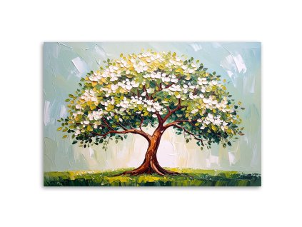 Obraz na plátne 3D Zelený kvitnúci strom života Kvety (Rozmery 90 x 60 cm)