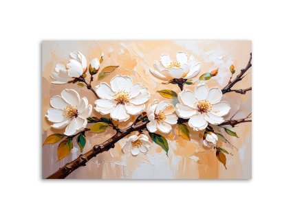 Obraz na plátne Krémové kvety imitácia olejovej farby (Rozmery 90 x 60 cm)