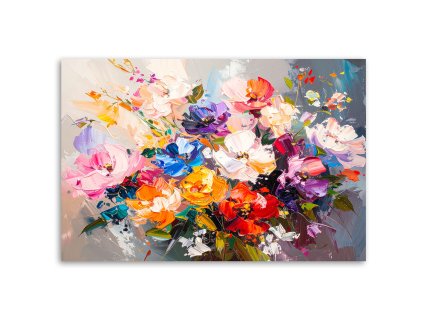 Obraz na plátne Farebná kytica kvetov imitácia farby (Rozmery 90 x 60 cm)