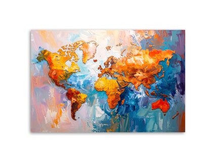 Obraz na plátne Farebná mapa sveta (Rozmery 90 x 60 cm)