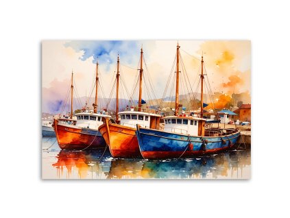Obraz na plátne Farebné lode Lode v prístave (Rozmery 90 x 60 cm)