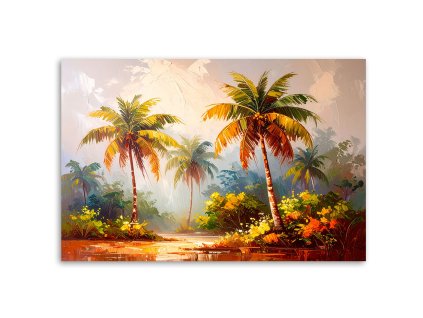 Obraz na plátne Palmové stromy džungľa imitácia farby (Rozmery 90 x 60 cm)
