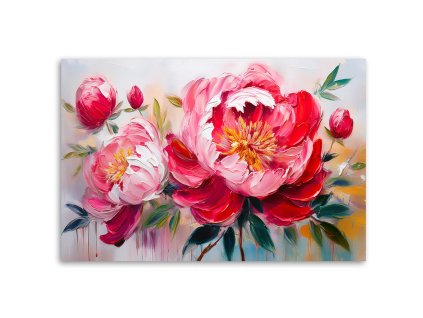 Obraz na plátne Kvitnúce ružové pivonky kvety (Rozmery 120 x 80 cm)
