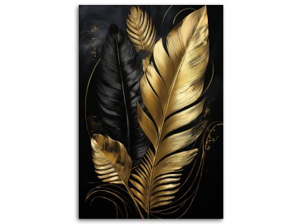 Obraz na plátne Palmové listy Black and Gold Loft (Rozmery 80 x 120 cm)