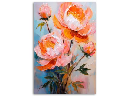 Obraz na plátne Pomarančové kvety pivonky Príroda (Rozmery 80 x 120 cm)