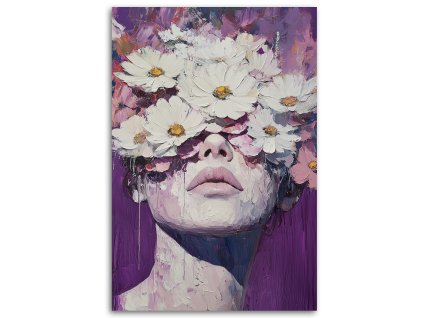 Obraz na plátne Dievča s namaľovanými kvetmi na hlave (Rozmery 80 x 120 cm)