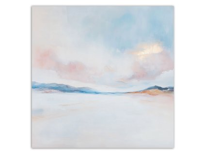 Obraz na plátne Abstraktné umenie pastelovo ružová modrá (Rozmery 30 x 30 cm)
