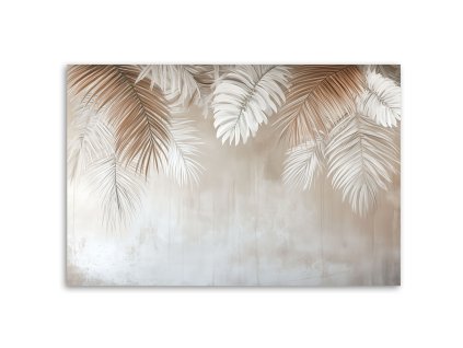 Obraz na plátne Visiace palmové listy na béžovom podklade (Rozmery 120 x 80 cm)