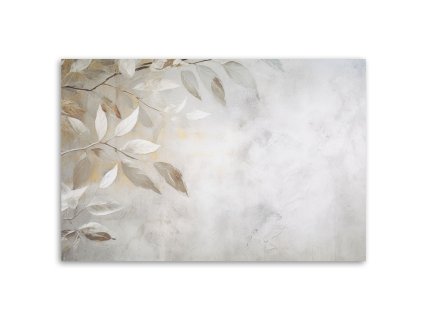 Obraz na plátne Béžové listy vetvy príroda betón boho (Rozmery 120 x 80 cm)