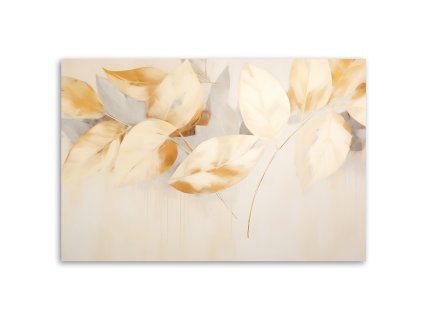 Obraz na plátne Béžové žlté listy vetvy scandi boho (Rozmery 120 x 80 cm)