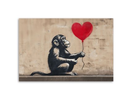 Obraz na plátne Opica s balónikom Banksy Street Art (Rozmery 120 x 80 cm)