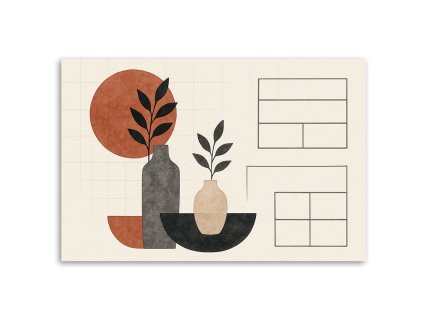 Obraz na plátne Vázy Listy Minimalizmus Geometria (Rozmery 90 x 60 cm)