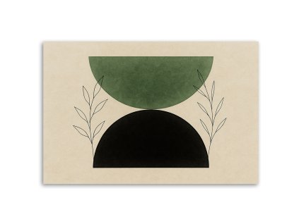 Obraz na plátne Polkruhy Minimalizmus Botanika Zelená (Rozmery 90 x 60 cm)