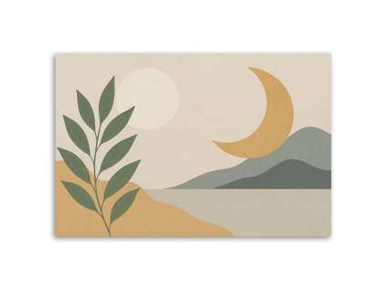 Obraz na plátne Listy Mesiac Krajina Minimalizmus (Rozmery 90 x 60 cm)