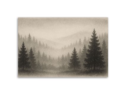 Obraz na plátne Stromy Les Hmla Béžová (Rozmery 90 x 60 cm)