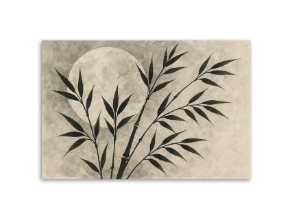 Obraz na plátne Bambus Minimalizmus Monochromatický Mesiac (Rozmery 90 x 60 cm)