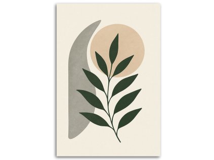Obraz na plátne Listy Vetvička Minimalizmus Béžová Zelená (Rozmery 80 x 120 cm)