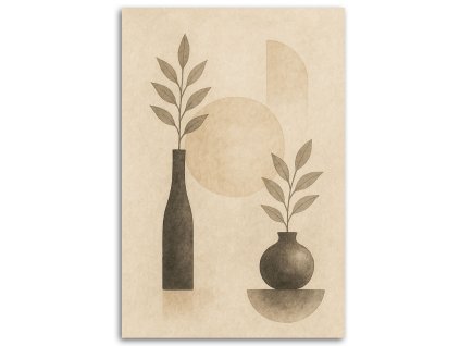 Obraz na plátne Botanika Váza Minimalizmus Béžová Moderné (Rozmery 80 x 120 cm)